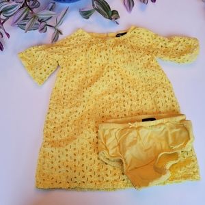 2T Baby Gap Yellow Eyelet Dress with Diaper Cover